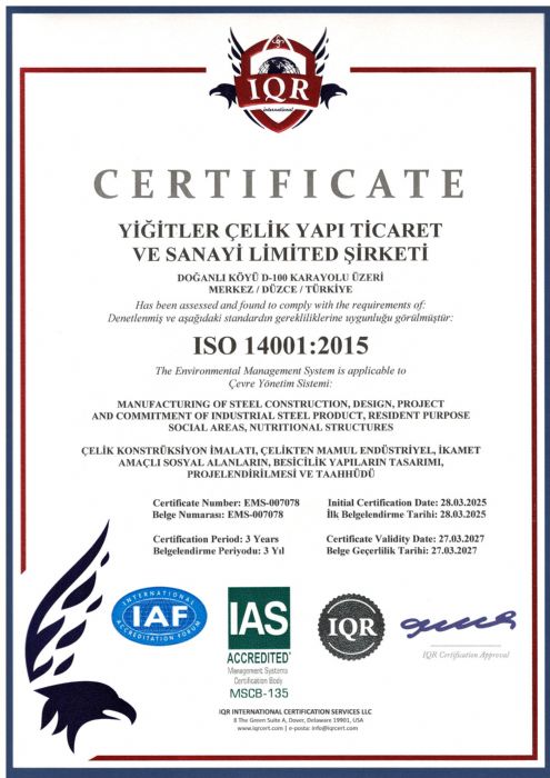 YİĞİTLER ÇELİK ISO 14001