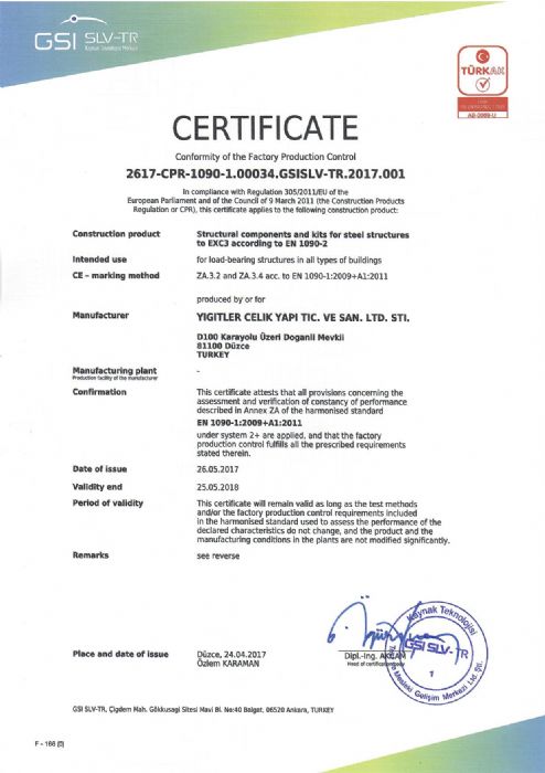 EN 1090 EXC3  Certificate